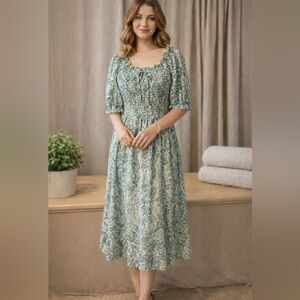 Mimi Chica Green and White Floral Dress